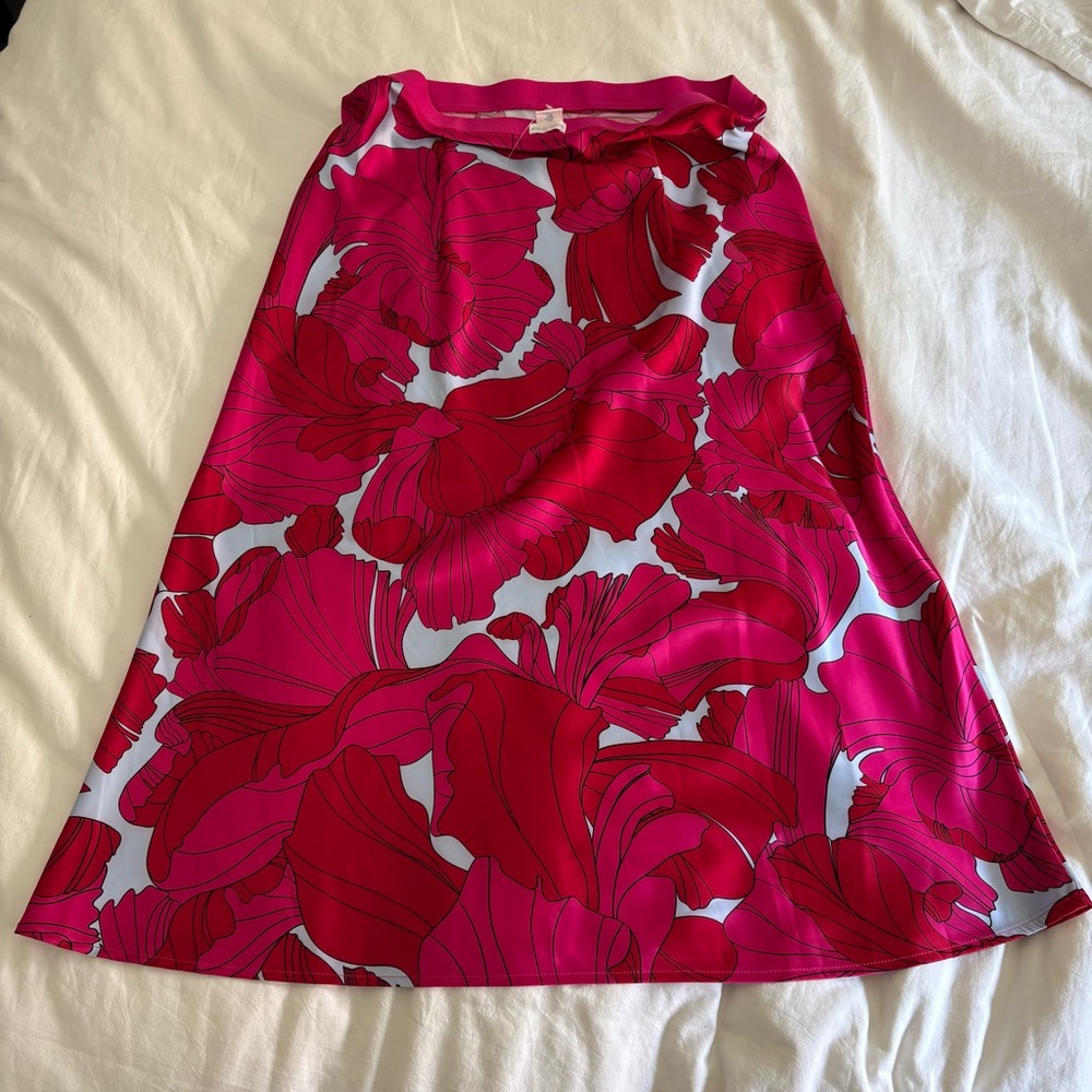 Sigrid Olsen A-Line Skirt in Bold Pink Floral